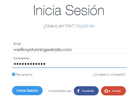 Iniciar sesión en tu cuenta de Wix 